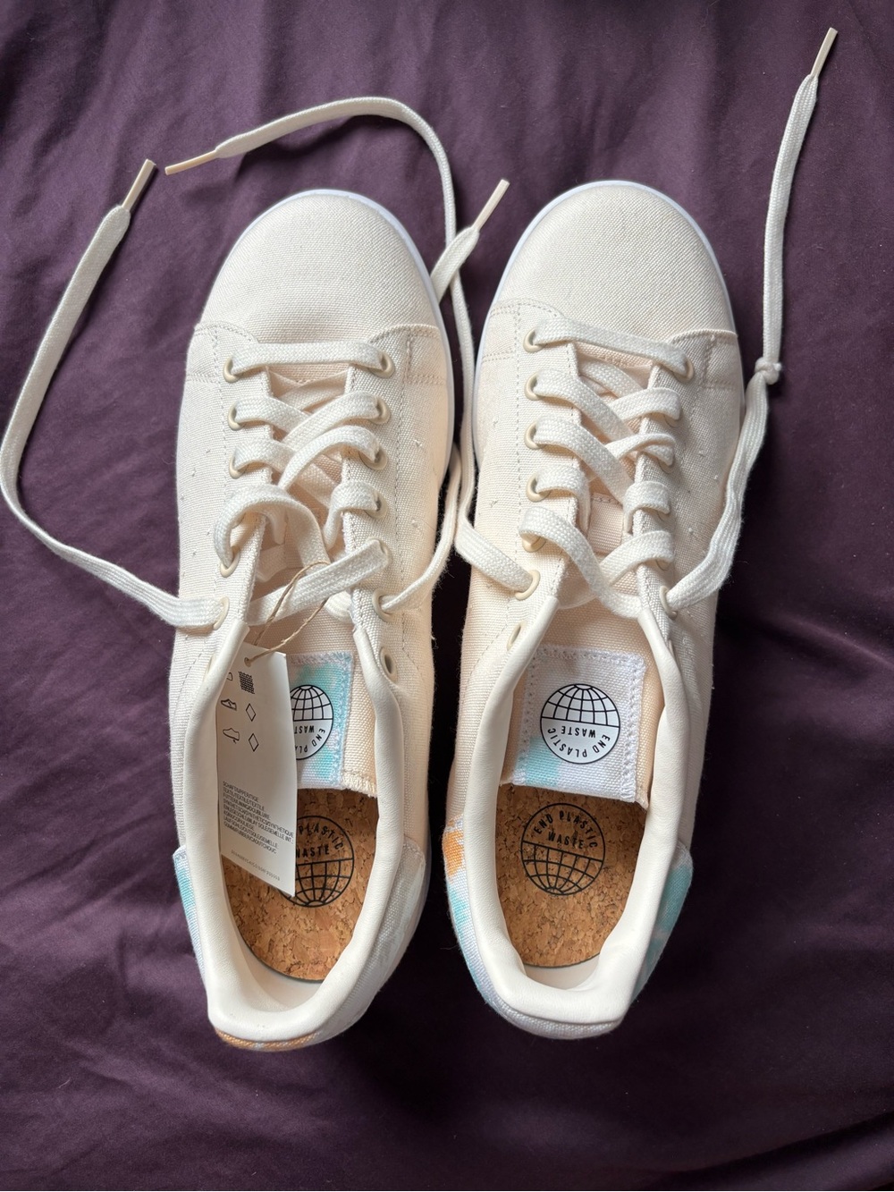 adidas Women's Cream Canvas Lace-Up Sneakers
